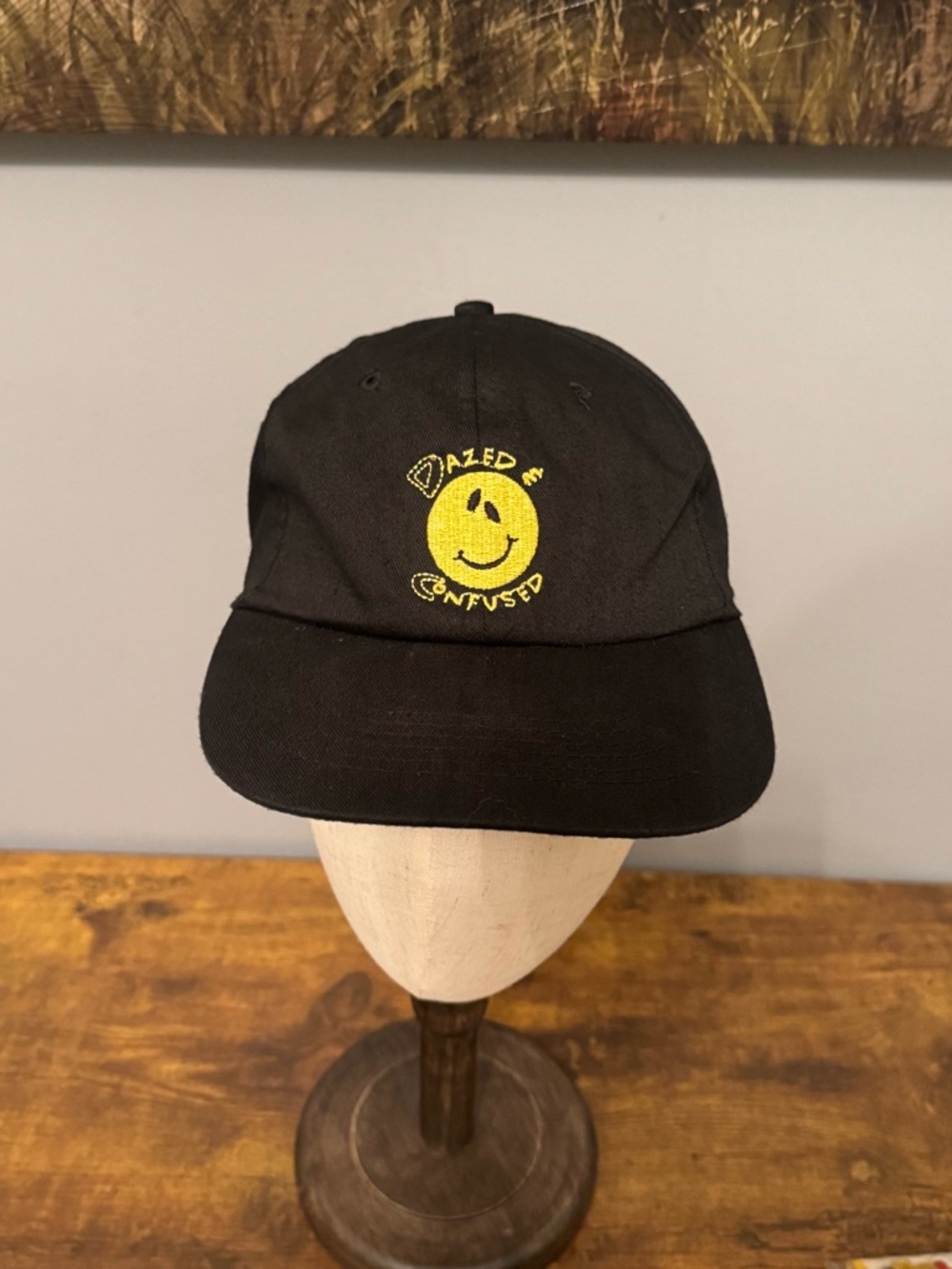 Dazed Confused Smiley Face‎ Hat Black Embroidered Dad Cap Adjustable